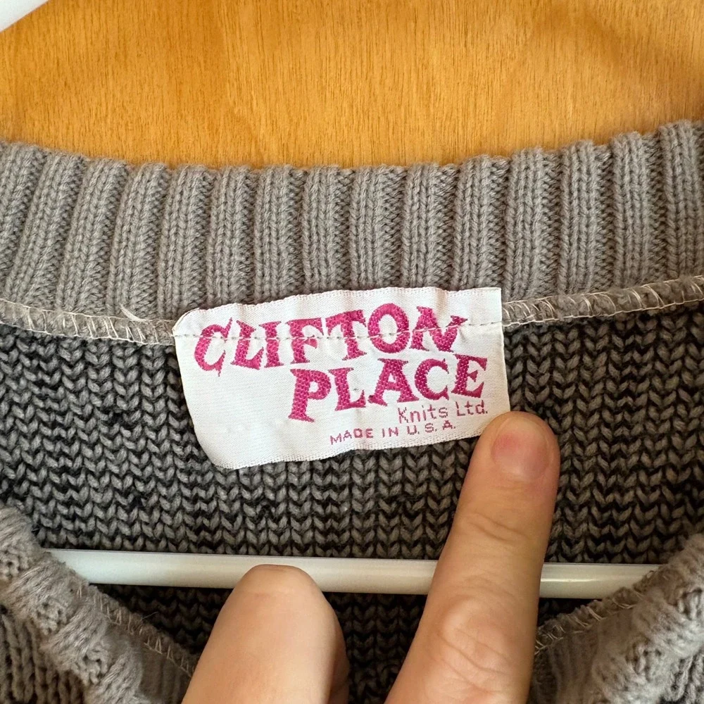 Clifton Place Mens Gray Red Black Fair Isle Knit Sweater Pullover Size Large‎
